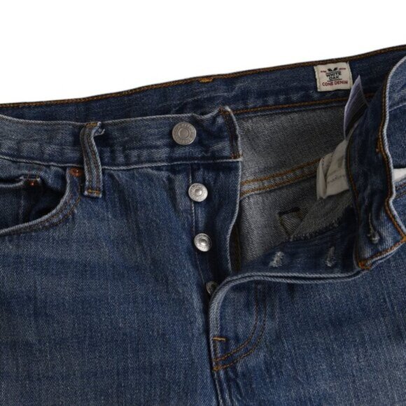 Levi’s White Oak Cone Denim Wedgie Jeans Dark Blue Raw Hem Size 29 - Picture 9 of 12